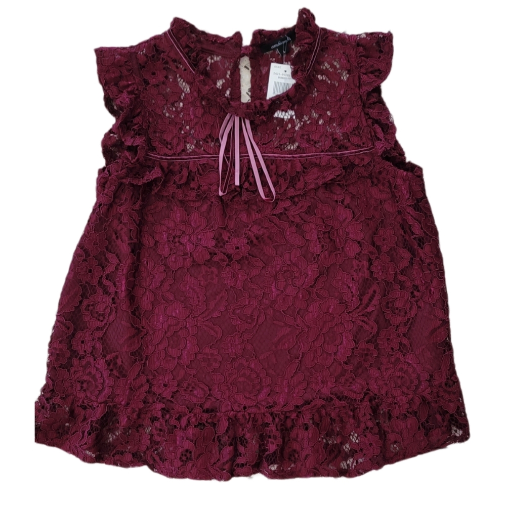 NWT Ambience burgandy lace blouse